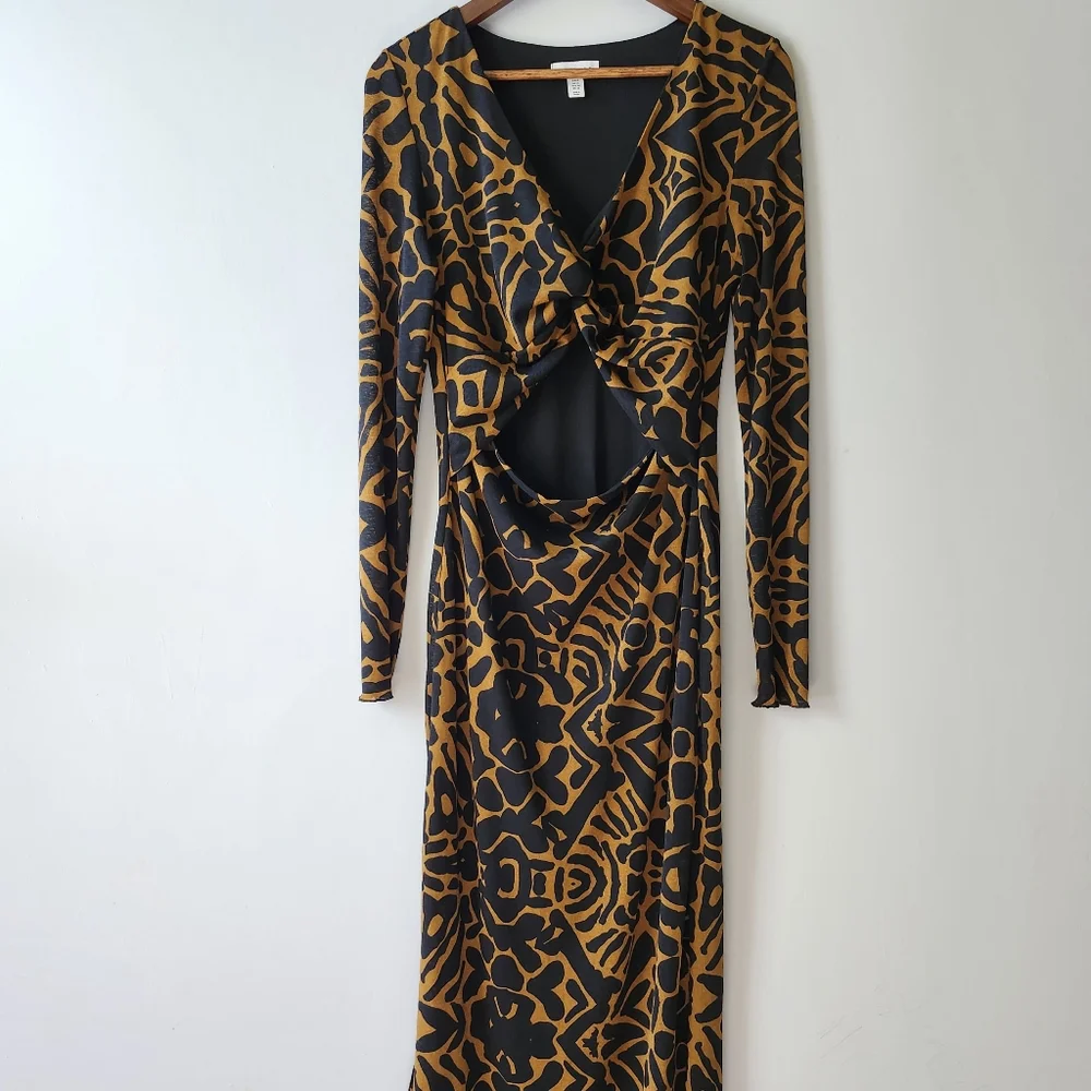 Topshop Twist Front Bold Animal Print Maxi Dress size 10 Tall - Picture 3 of 11